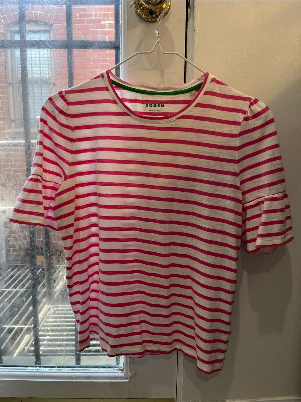 Boden pink & white striped top